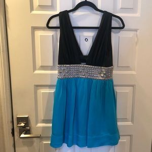 Bebe black and blue party dress